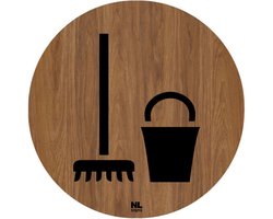 Bord berging ø 10 cm / Sign storage houtlook / wood zelfklevend