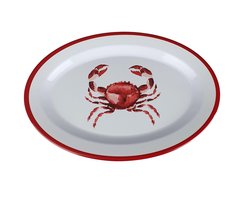 Bord CRAB - Rood / Wit - Melamine - Ovaal - Set van 2 - Kreeft