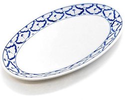 Bord ovaal - Snackschaal - Serveerschaal - Schaal ovaal  - Pineapple - Blauw en Wit - Thais servies  (2 stuks)