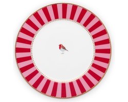 Bord Pip Studio Love Birds Stripes Red Pink 17 cm (Set van 6)