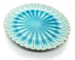 Bord - Presenteerbord - Presenteerschaal - Handgemaakt en geschilderd - Turquoise - 26 cm (2 stuks)