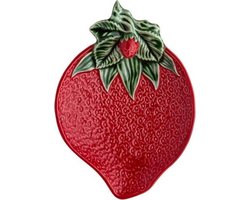 Bordallo Pinheiro Morangos Serveerschaaltje - Aardbei - Rood/Groen - Aardewerk - 21 cm