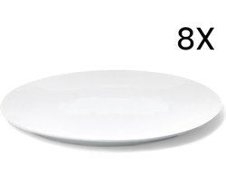 Borden - 27 cm - 8 Stuks - Wit - Horeca - Set - Pack - Witte Borden - Kwaliteit - Porselein - Dinerbord - Ontbijtbord - Lunchbord