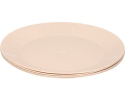 Borden - 4x - eco beige - D26 cm - afbreekbaar bio materiaal - ontbijtbordjes - dinerborden - Campingservies/picknickservies
