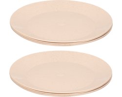 Borden - 8x - eco beige - D26 cm - afbreekbaar bio materiaal - ontbijtbordjes - dinerborden - Campingservies/picknickservies