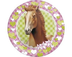 Borden Paarden 23cm 8 Stuks - kartonnen feestbordjes met paarden - kinderfeestje bordjes karton horses / Creative Party