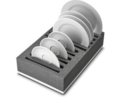 Bordenhouders Set - Opbergers Keuken - Veilig Opbergen - Speciaal Schuim - 400 x 250 x 95 mm - Zwart Wit
