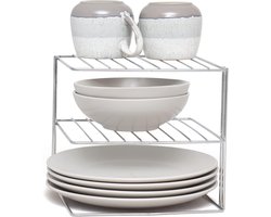 Bordenrek met 3 niveaus – Keukenkastorganizer – Chroom – Vierkant