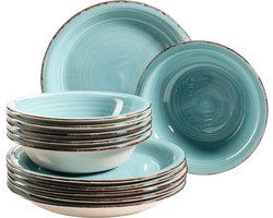 Bordenset, 6 Personen, 12-Delig, Turquoise
