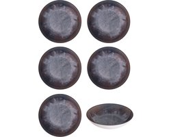 Bordenset 6 persoons - Diep bord / Pastabord 22 cm - Porselein - Juntos Concreto - Hazel & Bos
