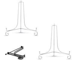 Bordenstandaard - 2 Stuks - 8 Inch - Display - Houder - Sierborden - Metaal - Fotolijstje Standaard - Borden - Rek - Presentatierek - Geschikt Voor Het Plaatsen Van Decoratieve Borden, Fotolijsten En Schilderijen - Zilver
