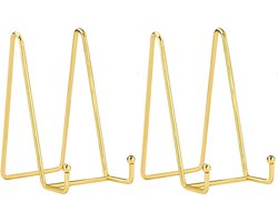 Bordenstandaard - 2 Stuks - Display - Metaal - Bordenrek - Bordenhouder - Borden Display - Steun - Rek - Sierborden - Standaard - Houder - Geschikt voor Sierborden/Kookboek/Boeken/Fotolijsten - 6 Inch - Goud