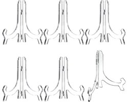 Bordenstandaard - 6 Stuks - Borden Display - Opvouwbaar - Kunststof - Houderr - Steun - Display - Sierborden - Boeken - Voor Sierborden - Transparant - 17.5cm