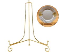 Bordenstandaard - Boekensteunen - 7,68 Inch - Boekstandaard - Bordenhouder - Borden en Boeken - Display - Standaard - Houder - Bordenrek - Steun - Rek - Muziekboek Standaard - Kookboek - Voor Sierborden - Niet Gemakkelijk Vervormd - Duurzaam - Goud