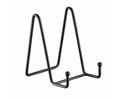 Bordenstandaard - Bordenrek - Ijzer - Verchromen - Houder - Borden Display Standaard - Sierborden - Boeken - Hanger - Rek - Fotolijstje standaard - Geschikt voor thuis, kantoor, café, bibliotheek, tentoonstellingsruimte - 14.7*7.5*12cm - Zwart