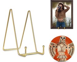 Bordenstandaard - Bordenstandaard - Bordendisplay - Standaard - Rek - Haak - Decoratieve borden - Borden en boeken - Kookboeken - Geschikt voor decoratieve borden - Niet gemakkelijk te vervormen - Duurzaam - 6 inch - Goud - Metaal