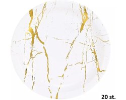 Bordjes set van 20 stuks - Marmer Look Goud - ø18 cm - Wegwerp