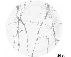 Bordjes set van 20 stuks - Marmer Look Zilver - ø18 cm - Wegwerp