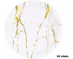 Bordjes set van 60 stuks - Marmer Look Goud - ø18 cm - Wegwerp