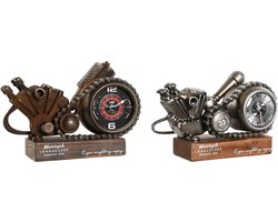 Bordsklocka Home ESPRIT Bruin Zilverkleurig Metaal Vintage 27 x 10,5 x 18 cm (2 Stuks)