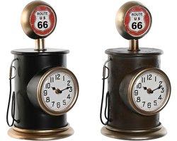 Bordsklocka Home ESPRIT Zwart Gouden Metaal Polypropyleen Vintage 17 x 18 x 34,5 cm (2 Stuks)