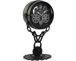 Bordsklocka Home ESPRIT Zwart Zilverkleurig Metaal Kristal 18 x 17 x 33 cm