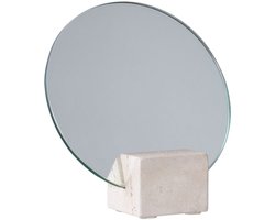 Bordspejl spiegel Voor tafel Ø18cm beige travertin.