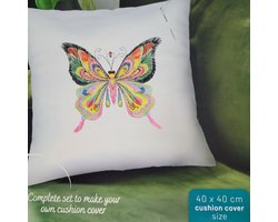 Borduur je eigen kussenhoes kussensloop - vlinder- Borduurring borduurgaren borduren handwerken