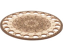 Borduurgaren Opberger - Draad Organizer - Naaien en Borduren - Natuurlijk Houten Materiaal - 14 x 14 cm - Licht Geel