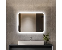 Borelli - Badkamer Spiegel Misha | LED Verlichting V+A | Condensvrij | Dimbaar 80x60cm