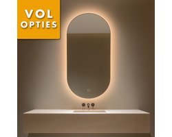 BORELLI - Deluxe Line - Ovale Badkamerspiegel Lina met Led 40x80 cm - Dimbaar - 3 LED standen - Condensvrij vlak - Duurzame kwaliteit - Eenvoudige installatie - Anti corrosie coating
