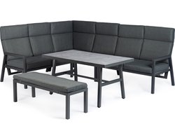 Borello | Hoekset | Loungeset Tuinset Dining Set | Industrieel | Grijs / Zwart | 6 Zitplaatsen