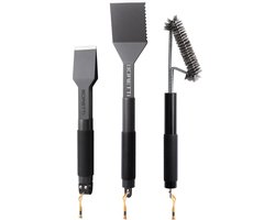 Boretti - Barilo 3-delige barbecue set - Borstel - Tang compact - Spatel - Anti-slip handvaten - Ophangoogjes