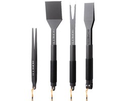Boretti BBQ gereedsschapset - 4-dlg - Pincet - Spatel - Vork - Tang - barbecue - tangenset