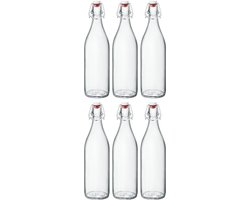 Bormioli Rocco Beugelflessen / Weckflessen Giara - Transparant - 1 liter - 6 stuks