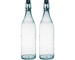 Bormioli Rocco beugelfles/weckfles - 4x - transparant - glas - 1 liter - Waterflessen/Karaffen