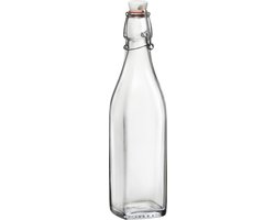 Bormioli Rocco beugelfles/weckfles - 500 ml - vierkant - transparent - water/olie/azijn/spapen - Karaffen