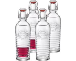 Bormioli Rocco beugelfles/weckfles - Set van 4x stuks - transparant - met beugeldop - 1200 ml - inmaakflessen - limonadeflessen