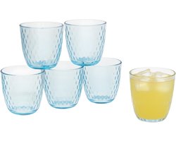 Bormioli Rocco Drinkglazen Drops - waterglazen - blauw transparant - glas - set 6x stuks - 290 ml - gekleurd glas - stapelbaar