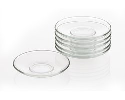 Bormioli Rocco Glazen Onderschotels – Set van 6 – 14 cm – Transparant – Geschikt voor Koffie & Espresso