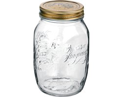 Bormioli Rocco keuken voorraadpotten - met schroefdop - glas - 1 liter - 10 x 18 cm - weckpotten