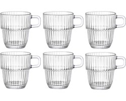 Bormioli Rocco Koffiekopjes met oor - Stapelbaar - Barshine 185 ml - 6 Stuks