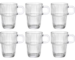 Bormioli Rocco Latte Macchiato Glazen - Irish Coffee Glazen - Koffiekopjes met oor - Stapelbaar - Barshine 315 ml - 6 Stuks