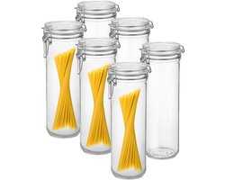 Bormioli Rocco Spaghetti voorraad/weck pot - 6x - glas - transparant - 26 x 9 cm - 1,5 L