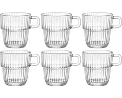 Bormioli Rocco Theeglazen - Koffiekopjes met oor - Stapelbaar - Barshine 250 ml - 6 Stuks