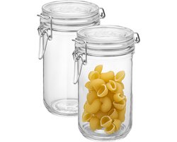 Bormioli Rocco Voorraad/weck pot - 2x - glas - transparant - 17 x 9 cm - 750 ml