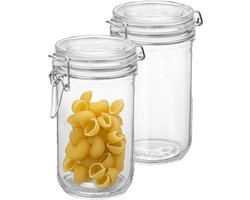 Bormioli Rocco Voorraad/weck pot - 2x - glas - transparant - 17 x 9 cm - 750 ml