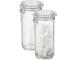 Bormioli Rocco Voorraad/weck pot - 2x - glas - transparant - 21 x 10 cm - 1 L