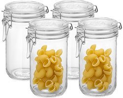 Bormioli Rocco Voorraad/weck pot - 4x - glas - transparant - 17 x 9 cm - 750 ml