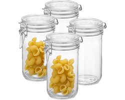 Bormioli Rocco Voorraad/weck pot - 4x - glas - transparant - 17 x 9 cm - 750 ml